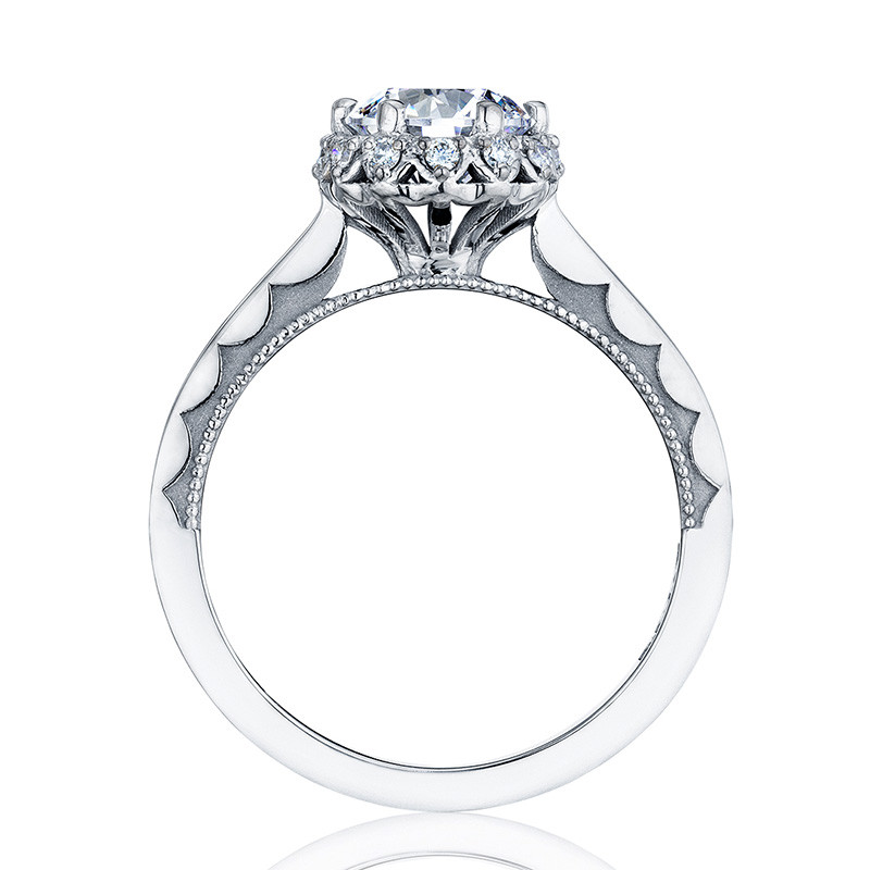 Tacori 59-2RD Pave Diamond Floral Engagement Ring Sculpted Crescent Setting  Edge View