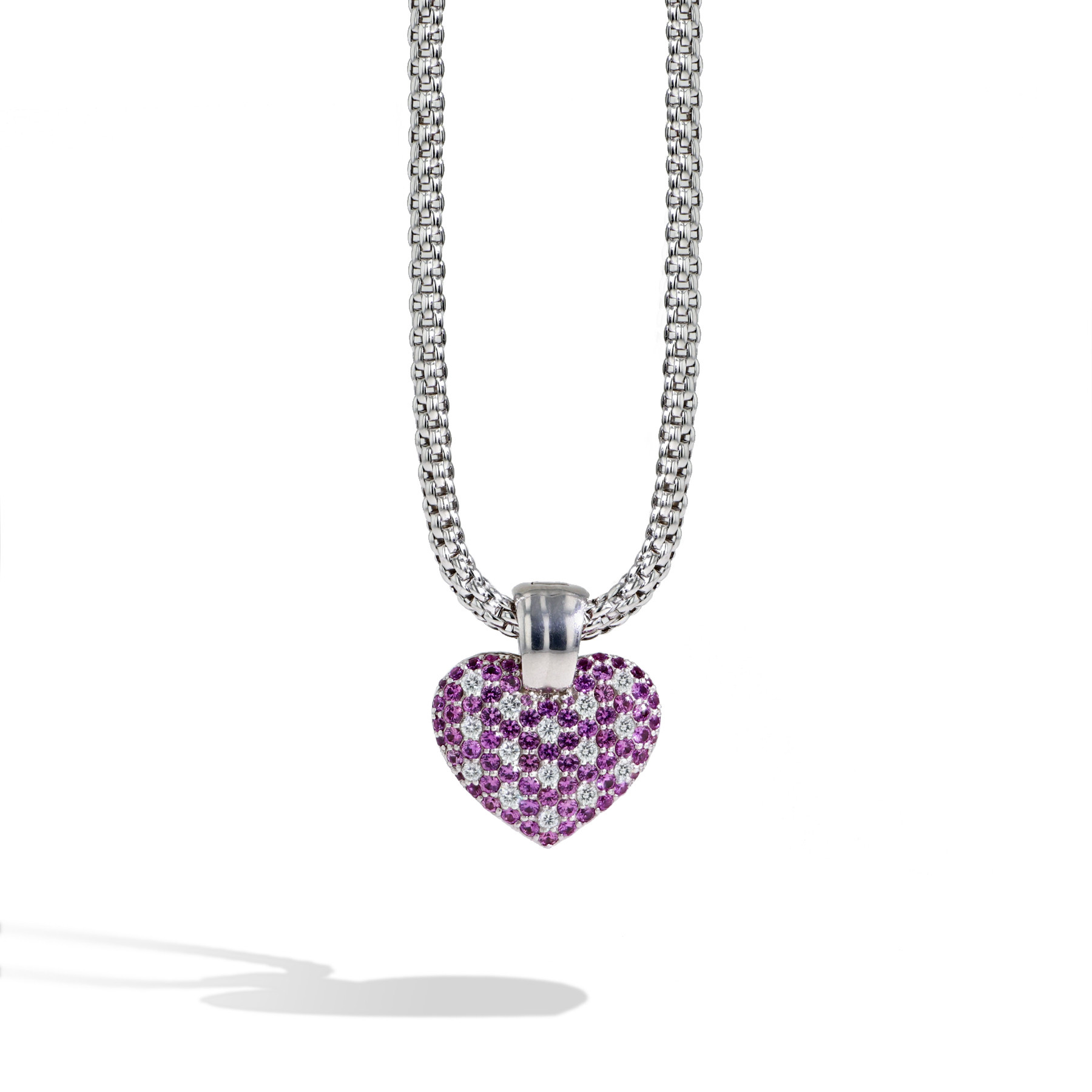 Diamond Stick Necklace with Heart-Cut Pink Sapphire Accent for Women |  Jennifer Meyer