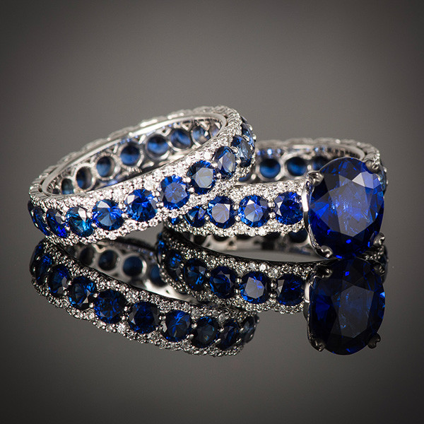 Robert Pelliccia Romancina Sapphire & Diamond Ring with Band