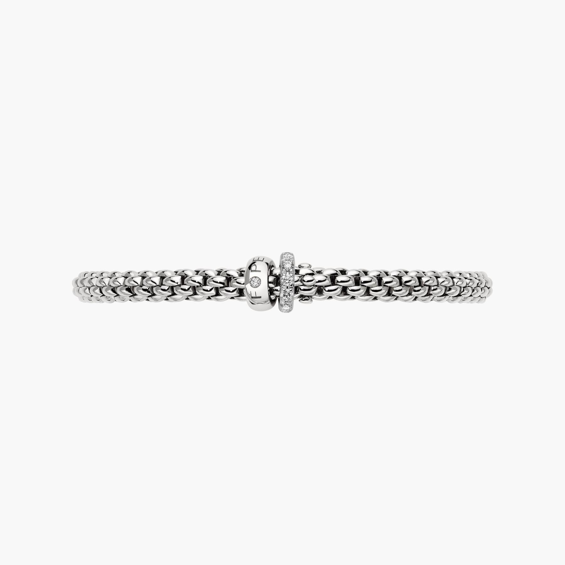 Fope Solo White Gold Flex Bracelet with Two Rondels 