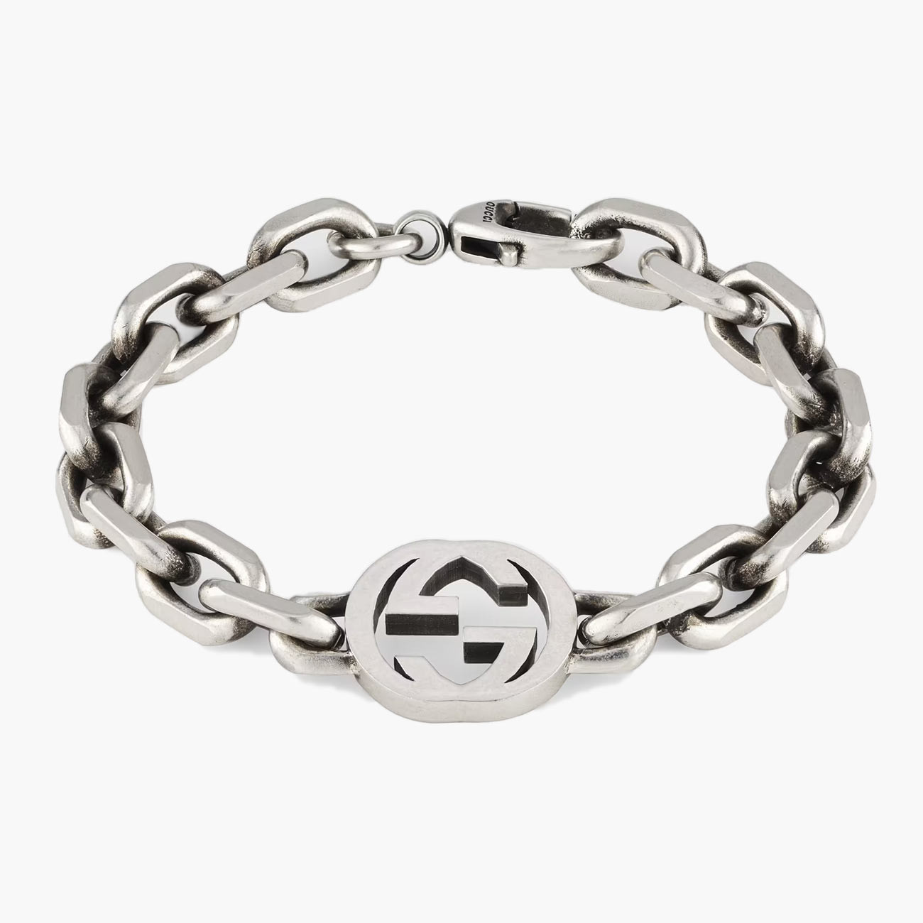Gucci Interlocking Silver Bracelet in Metallic for Men