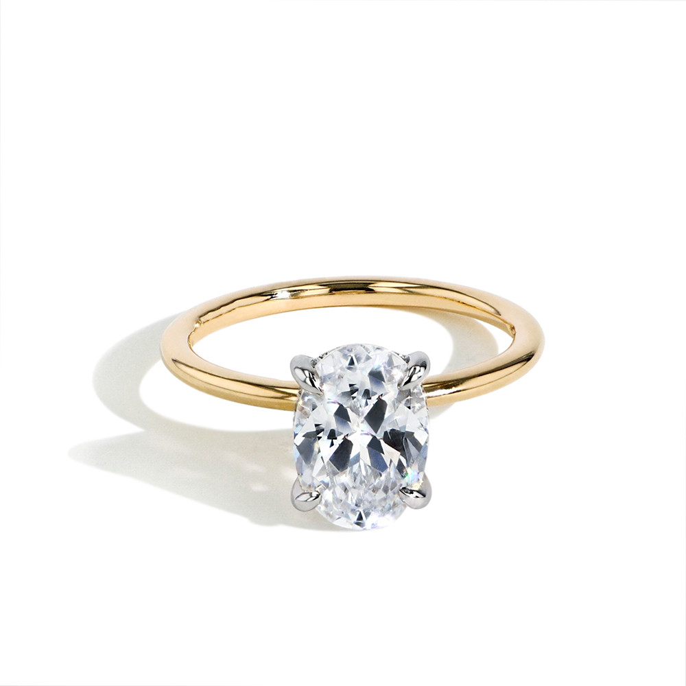 Ultra Thin Cushion Diamond Solitaire Engagement Ring Setting In Yellow Gold
