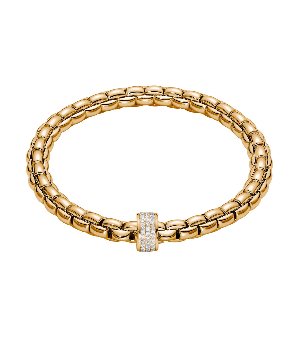 FOPE 18kt yellow and white gold Flexible white diamond bracelet