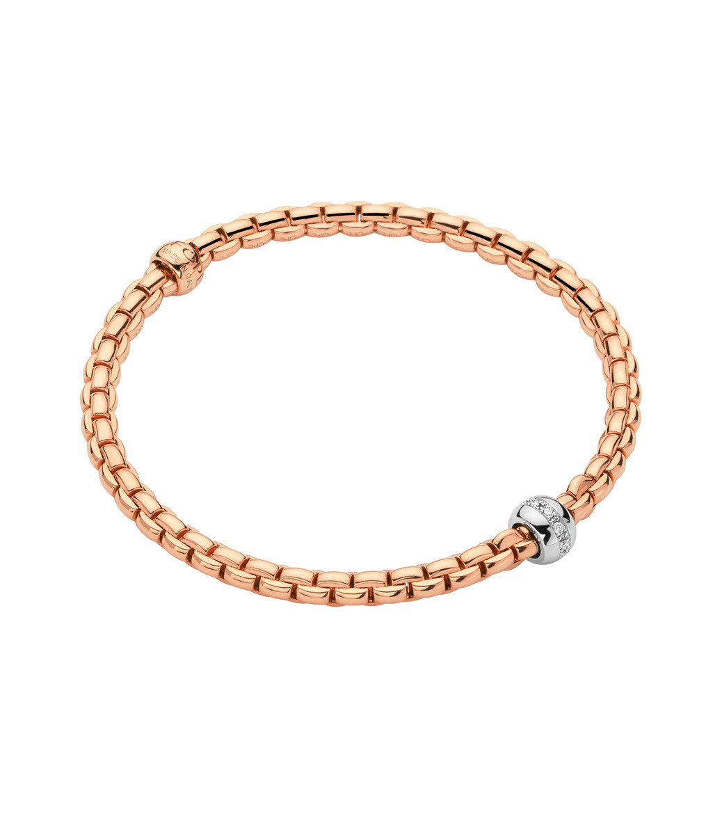 Fope Flex It Rose Gold & Diamond Rondel Station Bracelet | J.R. Dunn Jewelers