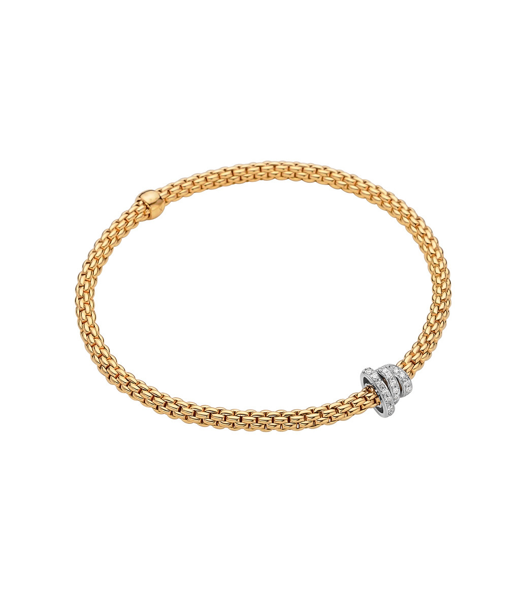 Fope Flex It Prima Diamond Rondel Bracelet in 18K Yellow Gold