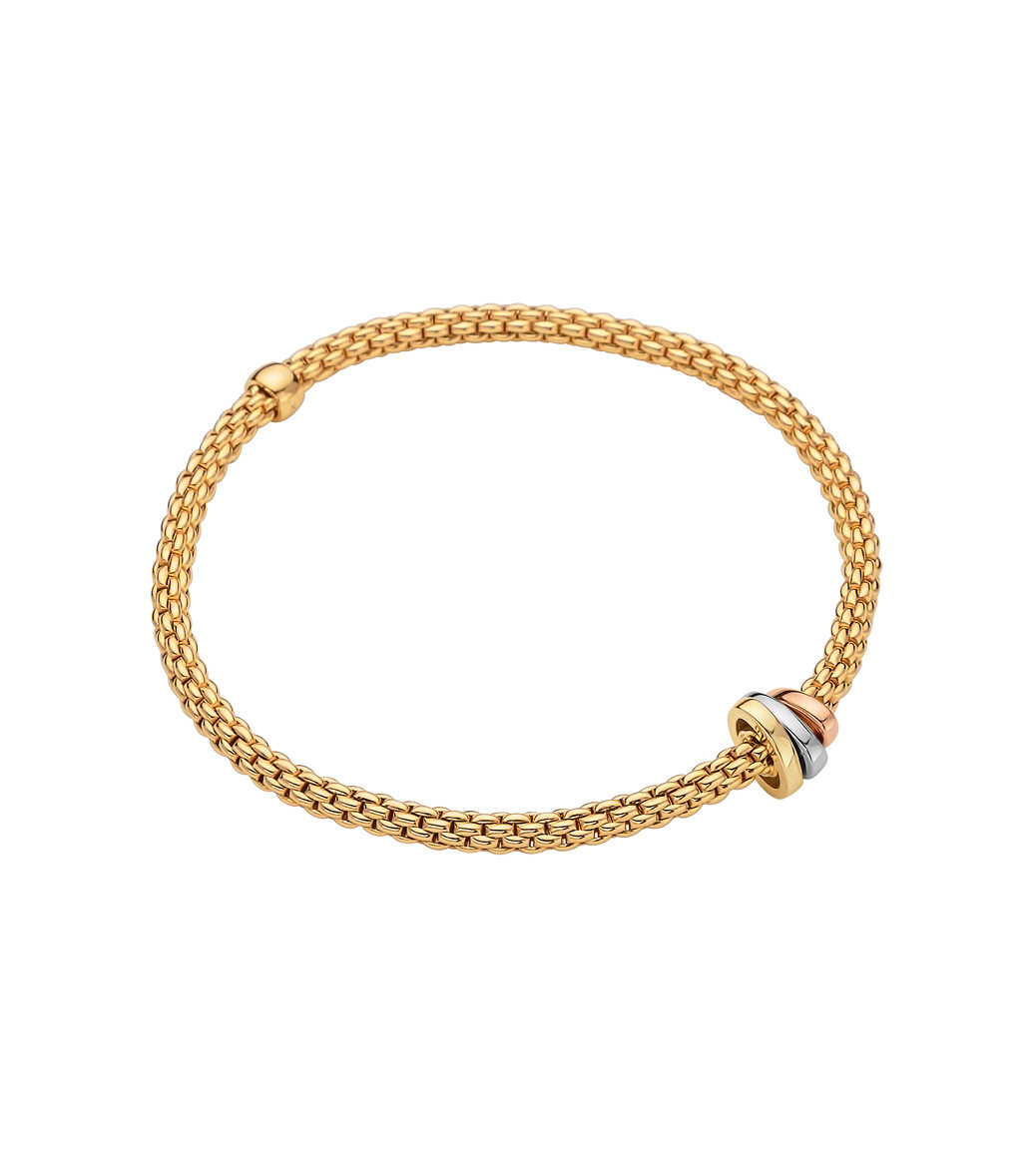 Fope Flex It Prima Tri-Color Rondel Bracelet in 18K Gold