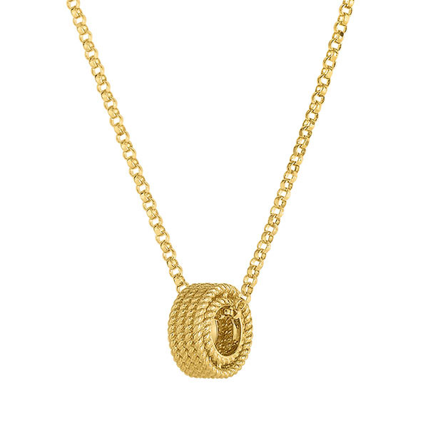 Roberto Coin Symphony Barocco Yellow Gold Pendant Side View