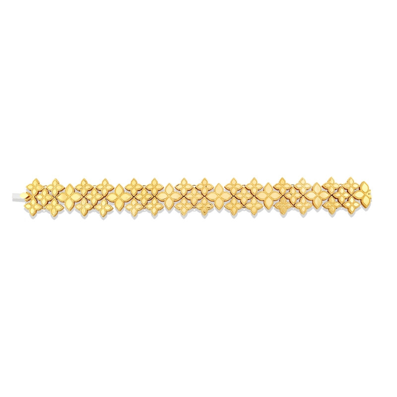 Roberto Coin Yellow Gold Princess Flower Wide Link Bracelet