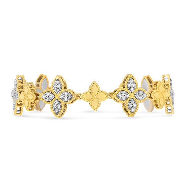Roberto Coin Diamond Princess Flower Link Bracelet