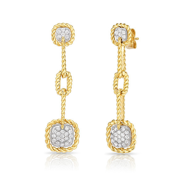 Roberto Coin Gold Diamond Dangle New Barocco Earrings