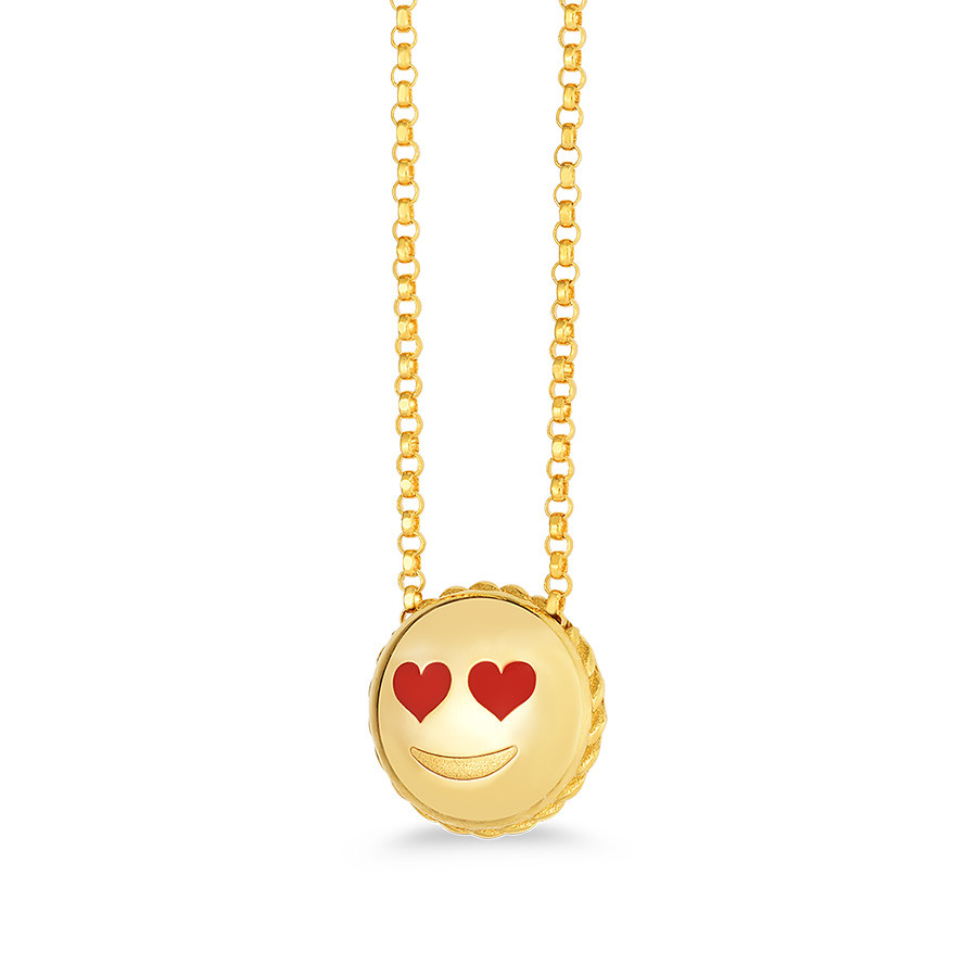 Roberto Coin Pendant Yellow Gold Love Emoji Necklace Side View