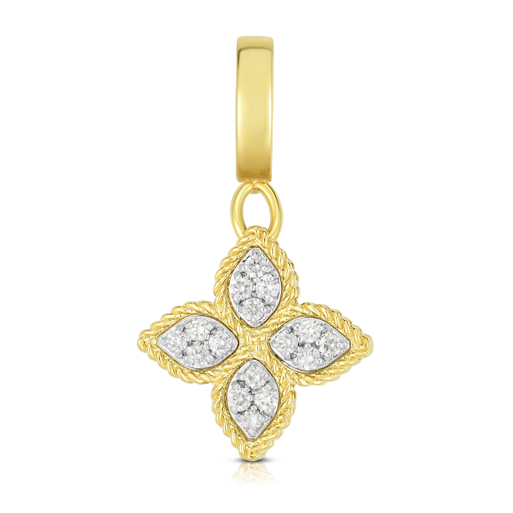 Roberto Coin Diamond Flower Charm in Yellow Gold