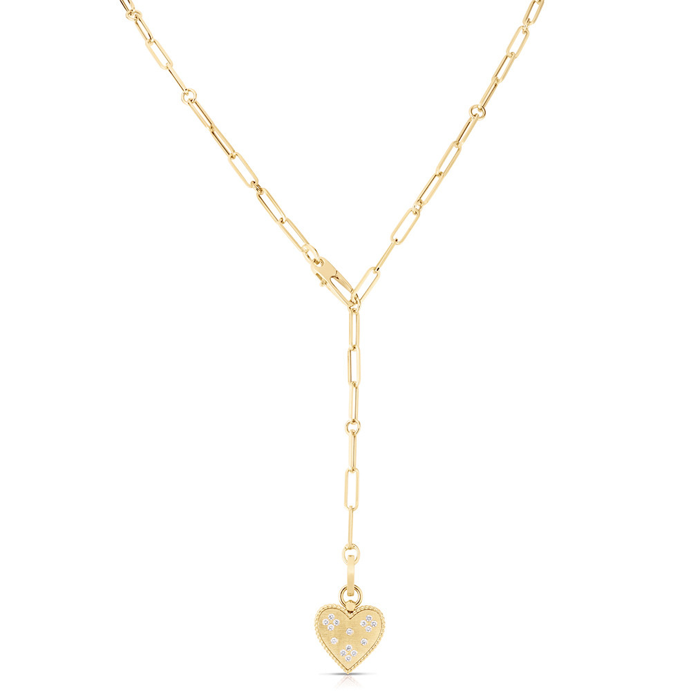 Roberto Coin Venetian Princess Gold and Diamond Heart Pendant Necklace