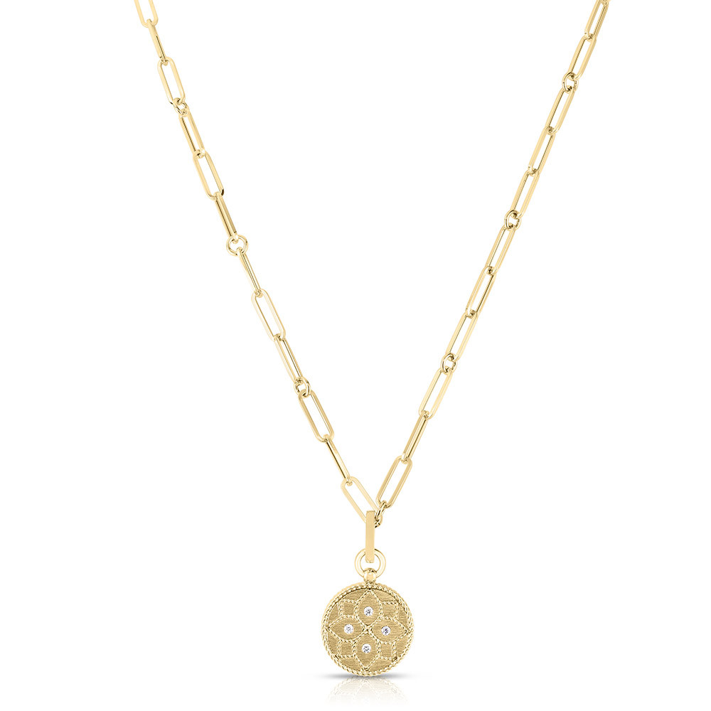 Roberto Coin Venetian Princess Small Diamond Medallion Necklace