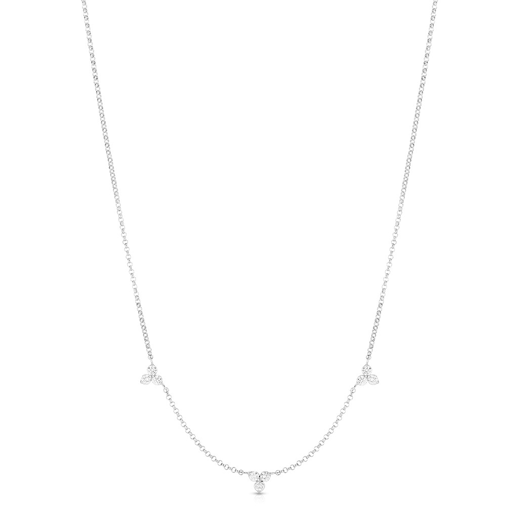 Roberto Coin Diamonds By The Inch 3 Station Diamond Necklace in White Gold
