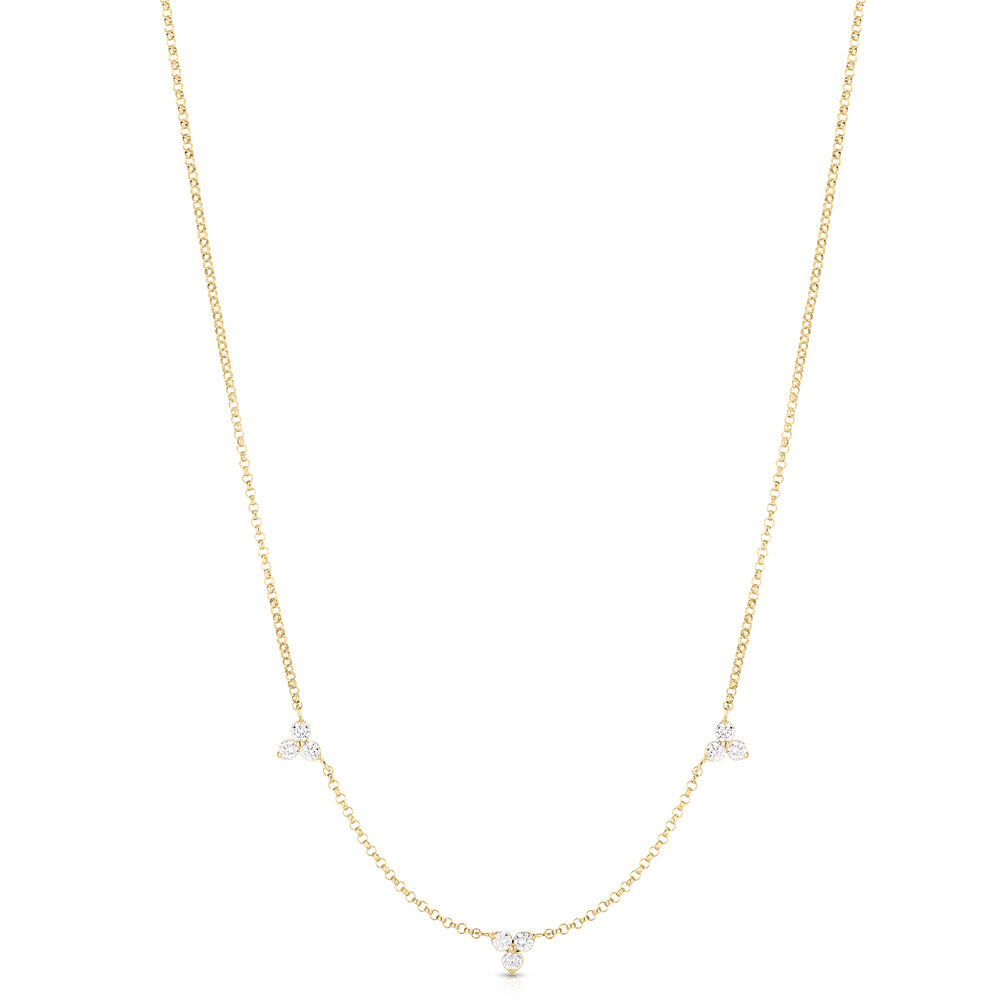 Roberto Coin Diamonds By The Inch 3 Station Diamond Necklace in Yellow Gold - 0.25ctw 