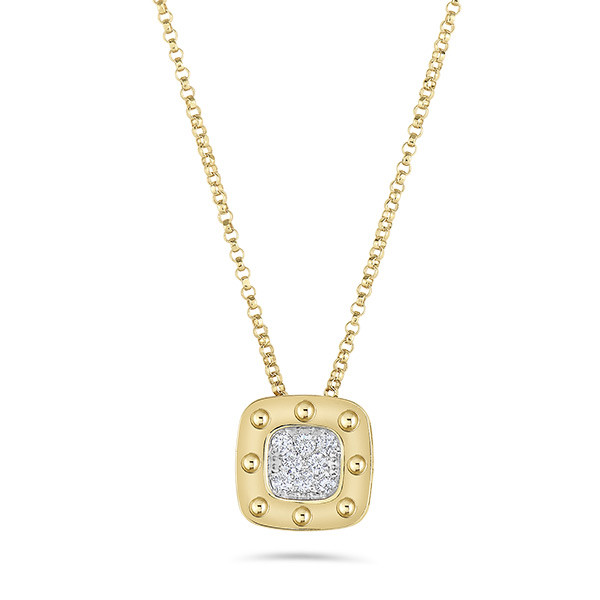 Roberto Coin Yellow Gold Diamond Pois Moi Pendant Necklace 