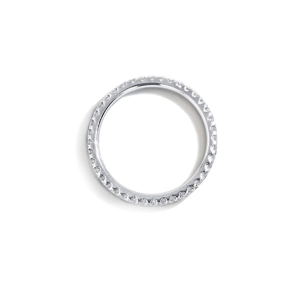 14K White Gold Round Diamond Eternity Ring – 1.5ctw top view