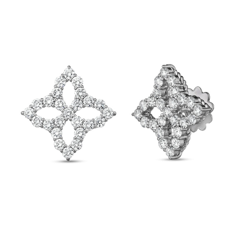Roberto Coin White Gold Diamond Princess Flower Stud Earrings