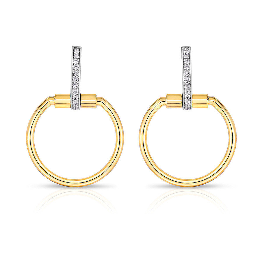 Roberto Coin Yellow Gold Small Classica Parisienne Diamond Circle Drop Earrings
