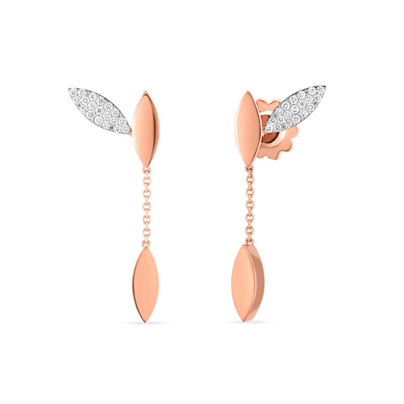 Roberto Coin Petals Rose Gold Diamond Drop Earrings