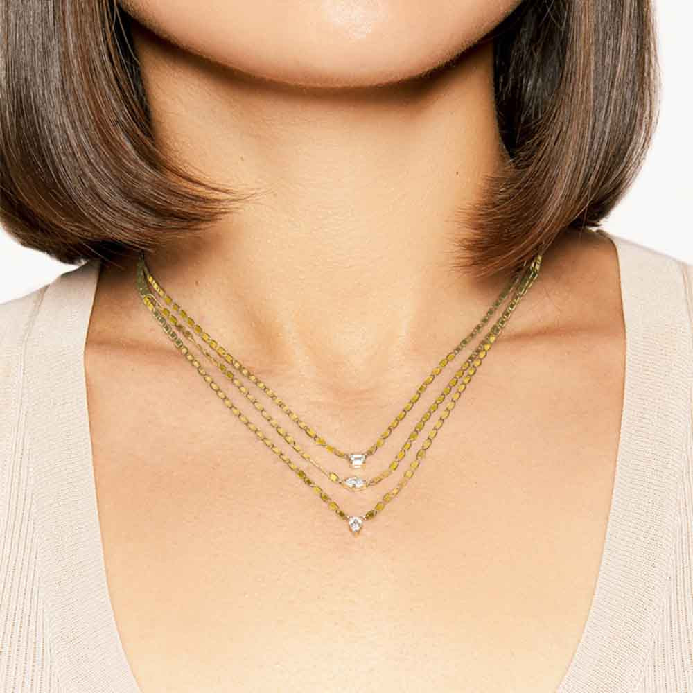 Lana Malibu Multi Fancies Layering Diamond Necklace on model
