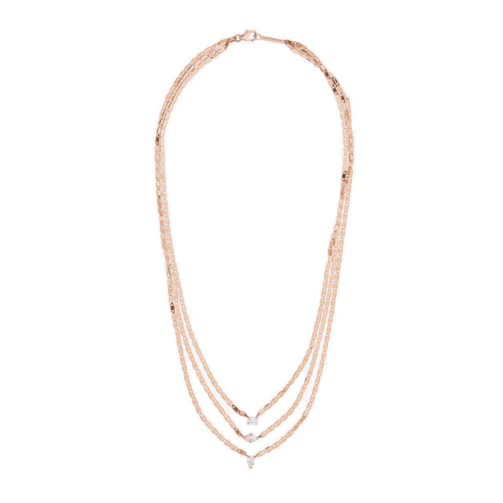 Lana Malibu Multi Fancies Layering Diamond Necklace in Rose Gold