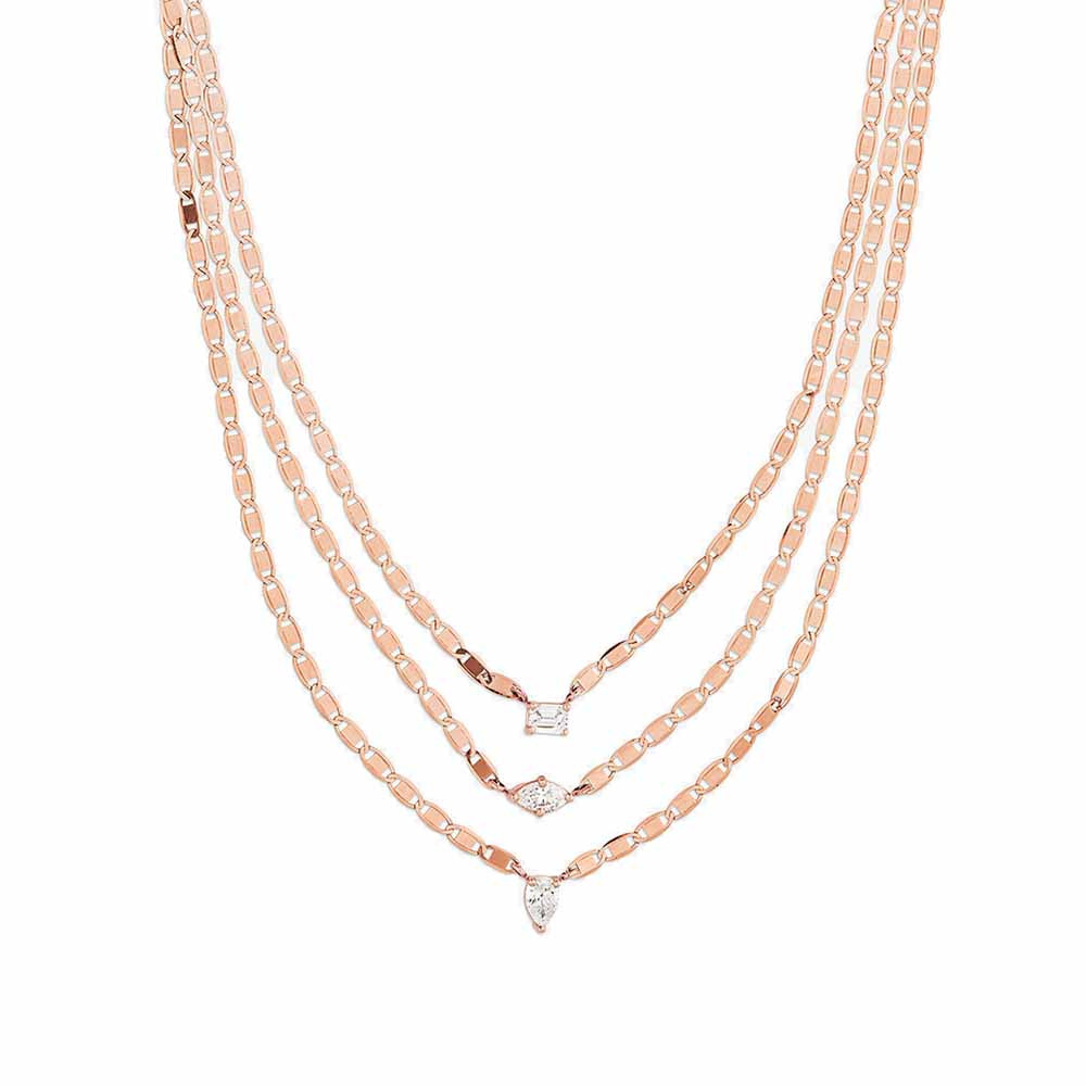 Lana Malibu Multi Fancies Layering Diamond Necklace in Rose Gold