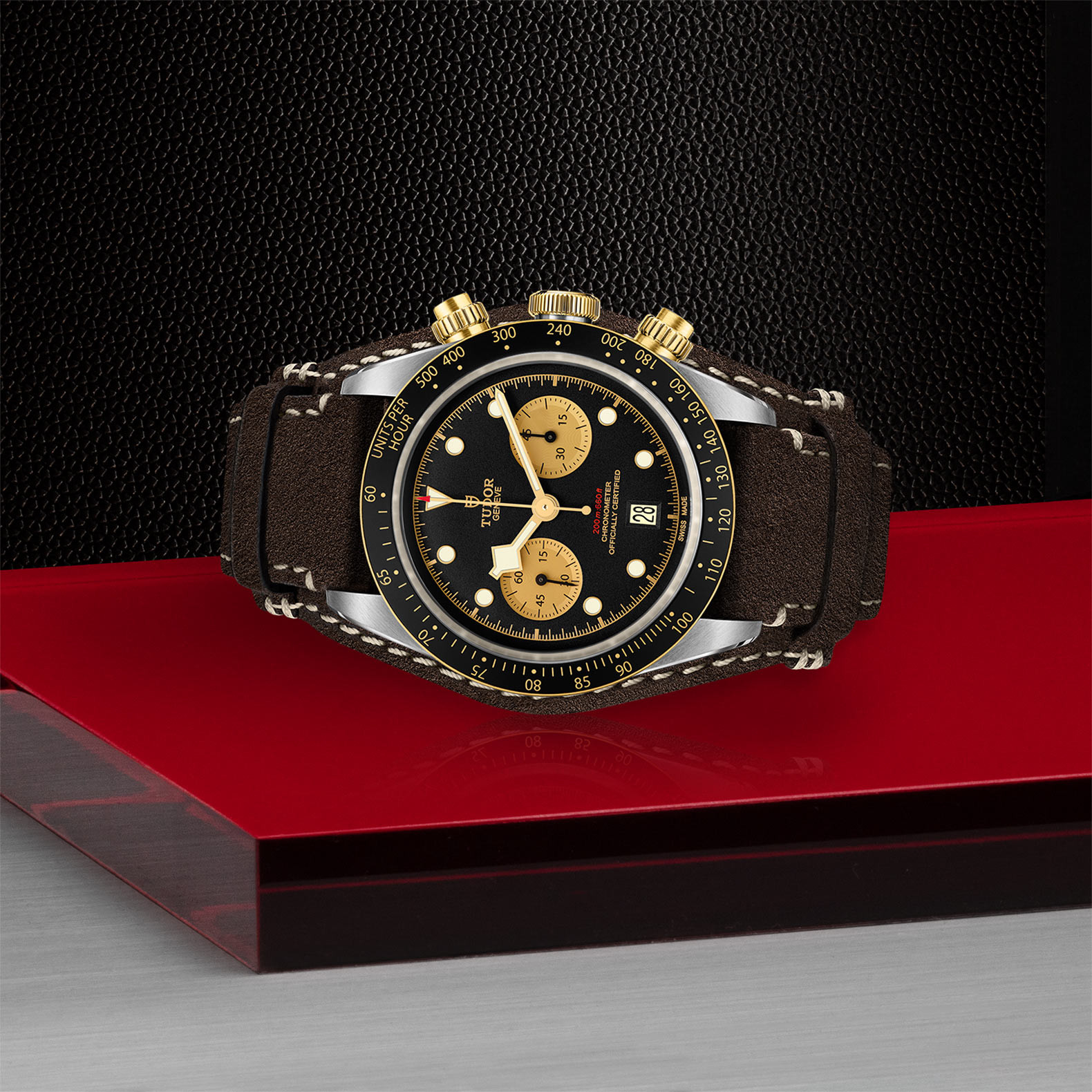 TUDOR Black Bay Heritage Chrono S&G Watch in Store Laying Down