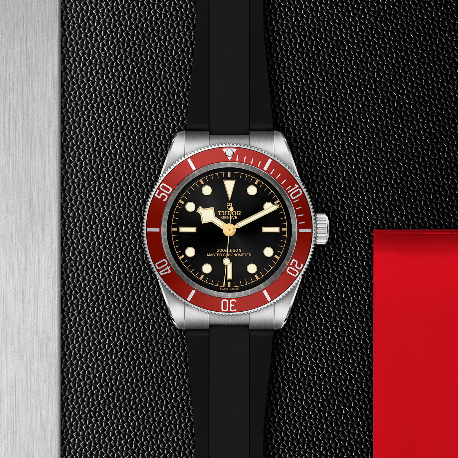 TUDOR Black Bay with 41mm Steel Case and Black Rubber Strap M7941A1A0RU-0002 Watch in Store Flat Lay