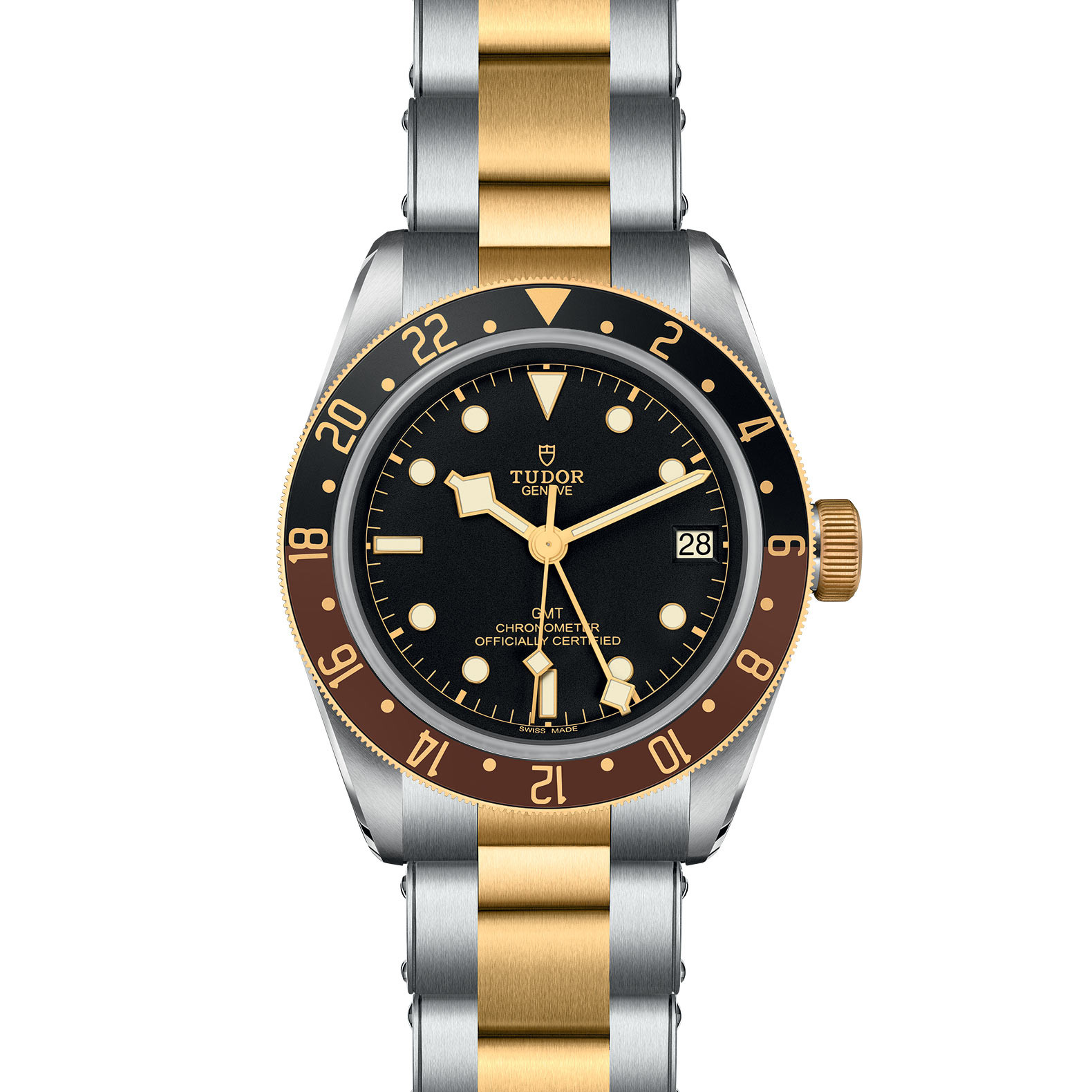TUDOR Black Bay GMT S&G with Steel Case and Steel And Yellow Gold Bracelet - 41mm M79833MN-0001 Watch Front Facing