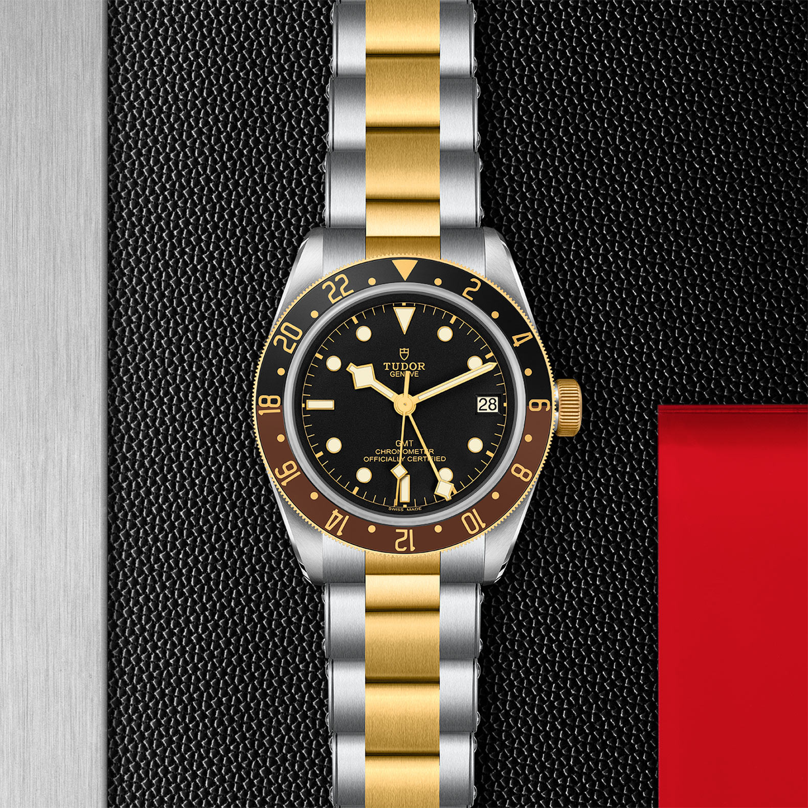 TUDOR Black Bay GMT S&G with Steel Case and Steel And Yellow Gold Bracelet - 41mm M79833MN-0001 Watch in Store Flat Lay