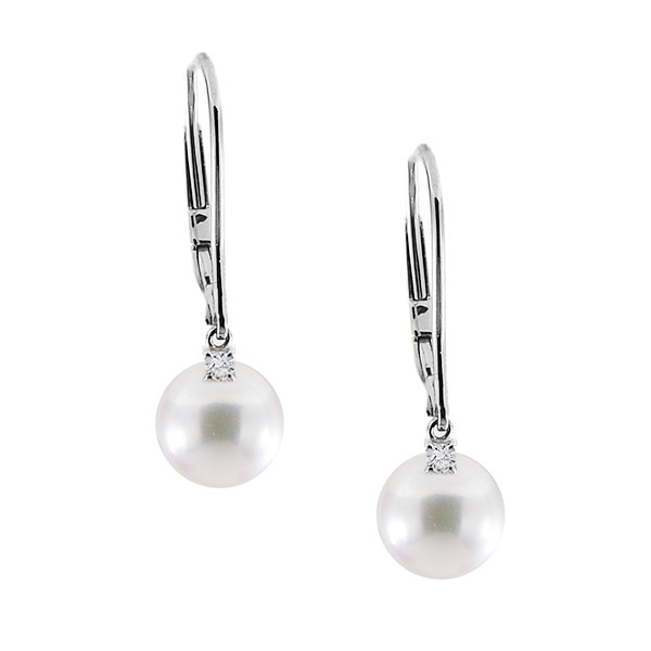 Mikimoto Akoya Pearl 18kt White Gold and Diamond Drop Earrings