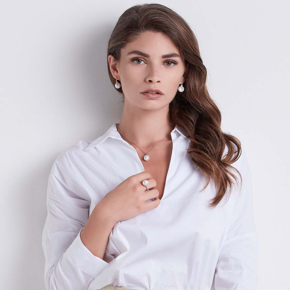 Marco Bicego Africa Boules Pearl Ring in 18K Gold on lifestyle model