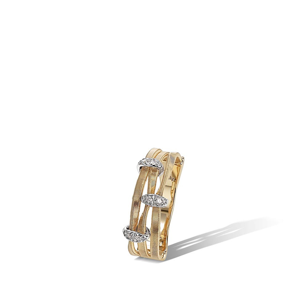 Marco Bicego Marrakech Onde Gold and Diamond 3 Row Ring Angle