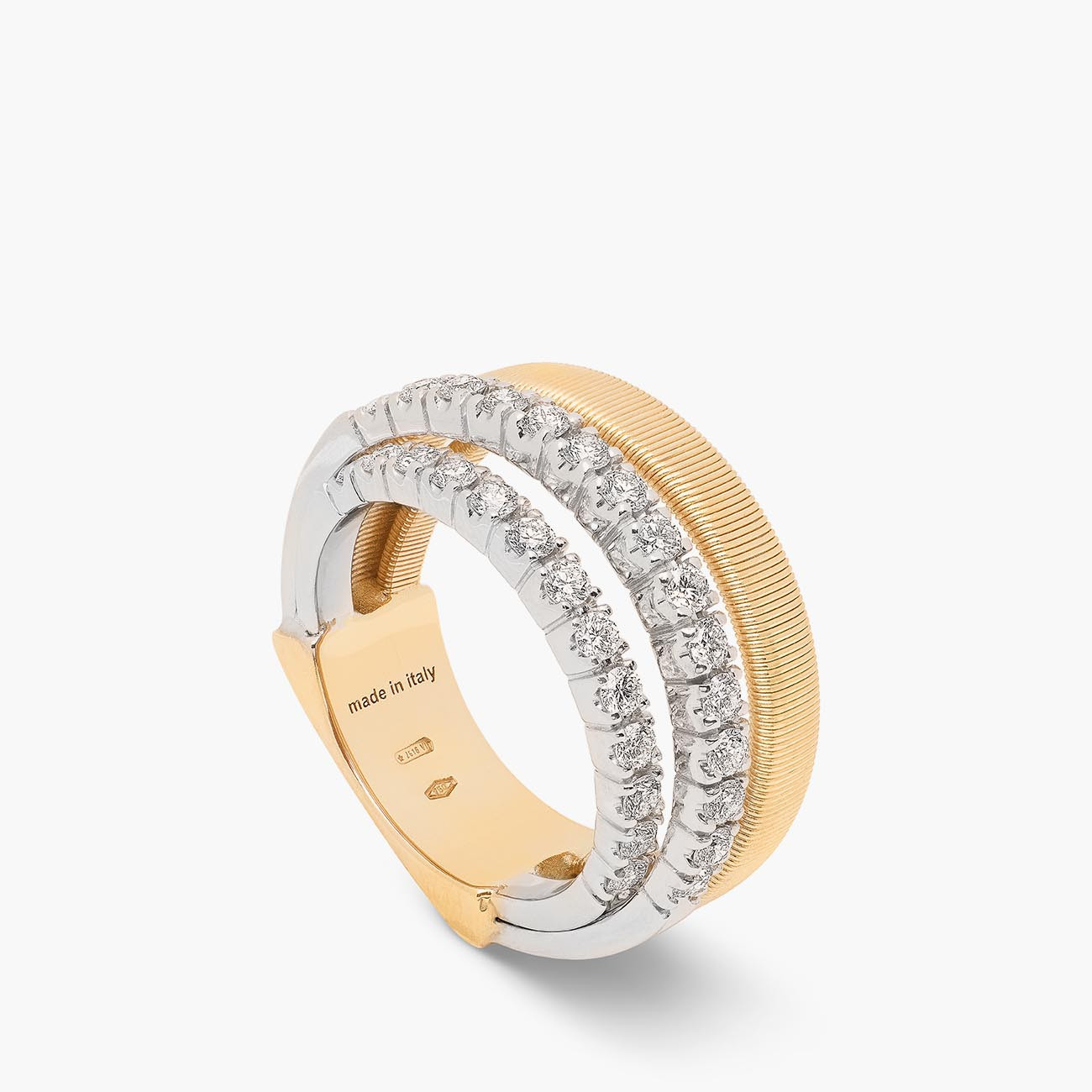 Marco Bicego Masai 18K Gold 4 Row Diamond Ring Angled