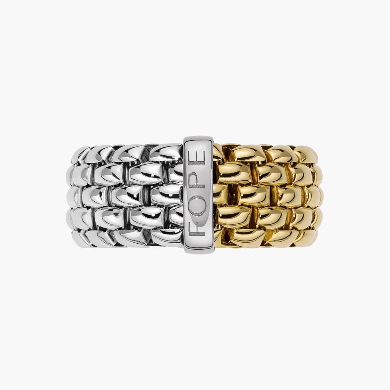 Fope Essentials Ring in White and Yellow Gold Front Medium Width