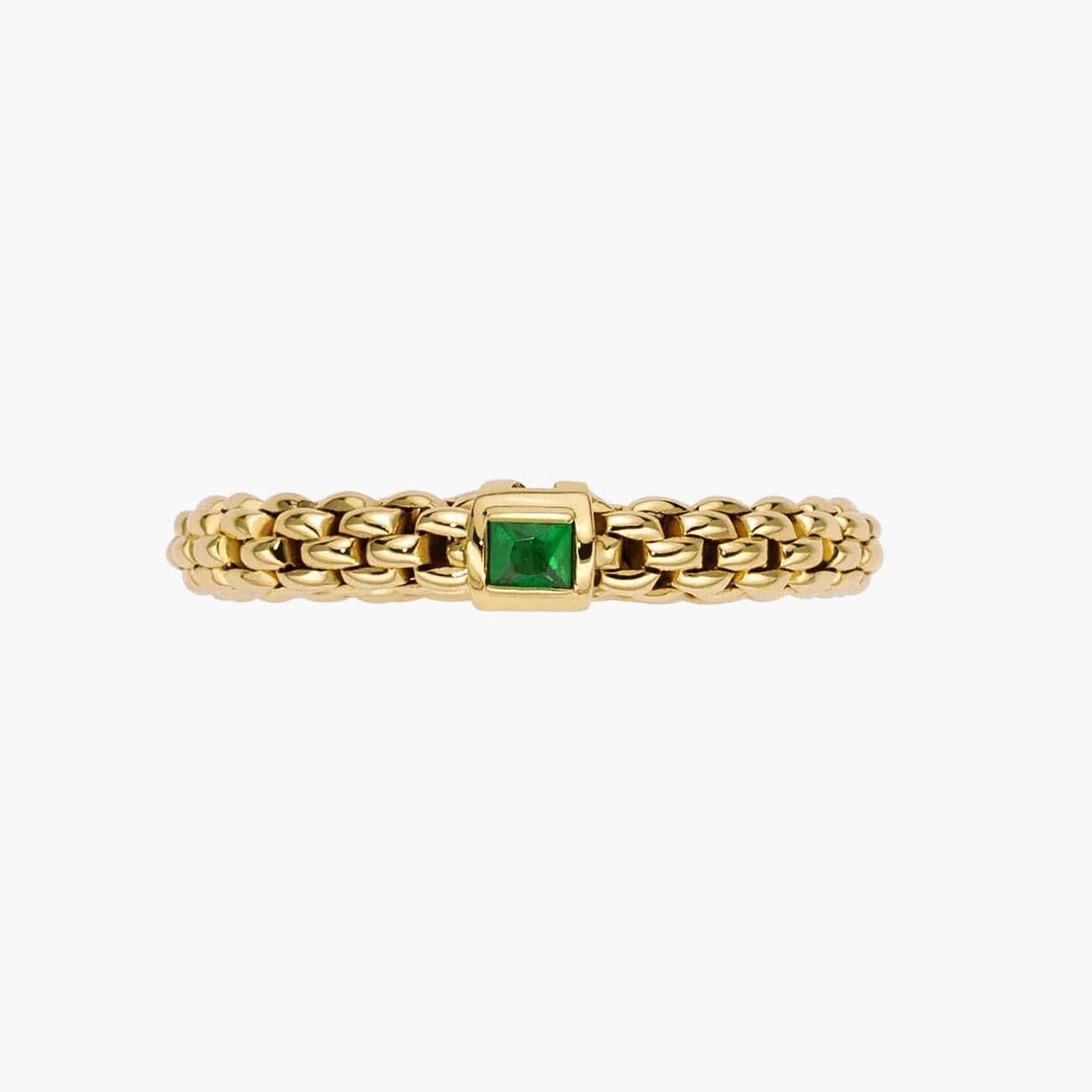 Fope Souls Flex'it Yellow Gold Emerald Ring Front