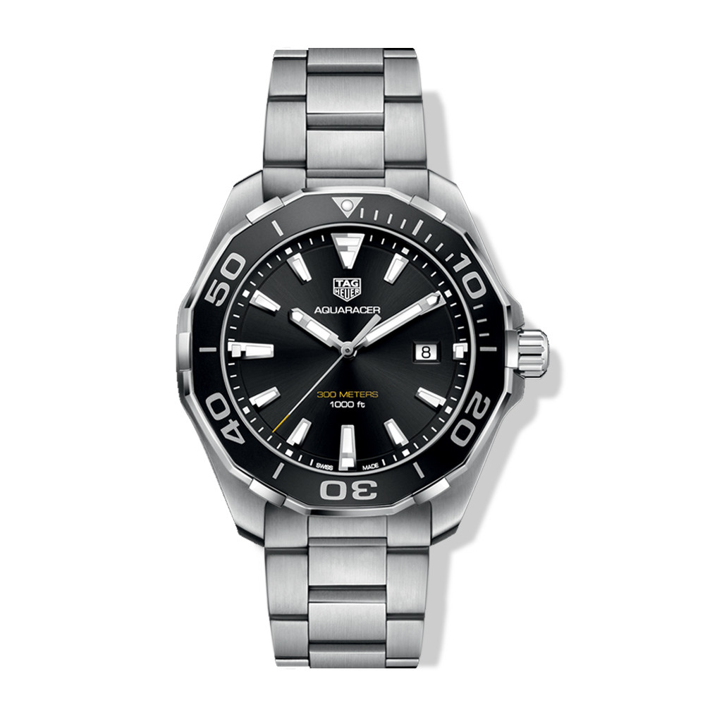 Tag Heuer Aquaracer 43mm Steel Watch with Black Dial 