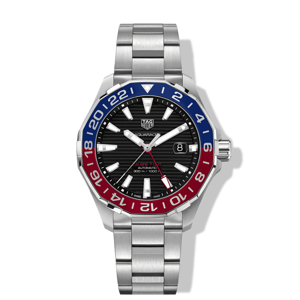 TAG Heuer GMT Aquaracer Calibre 7 Twin Time Blue and Red Watch