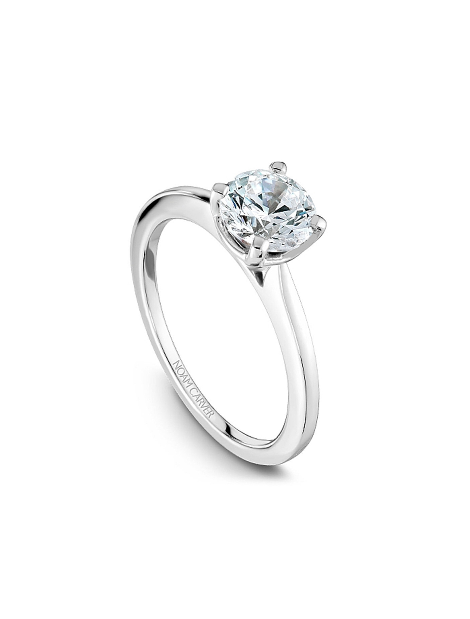 Noam Carver Platinum Round Solitaire Engagement Ring Setting angle view