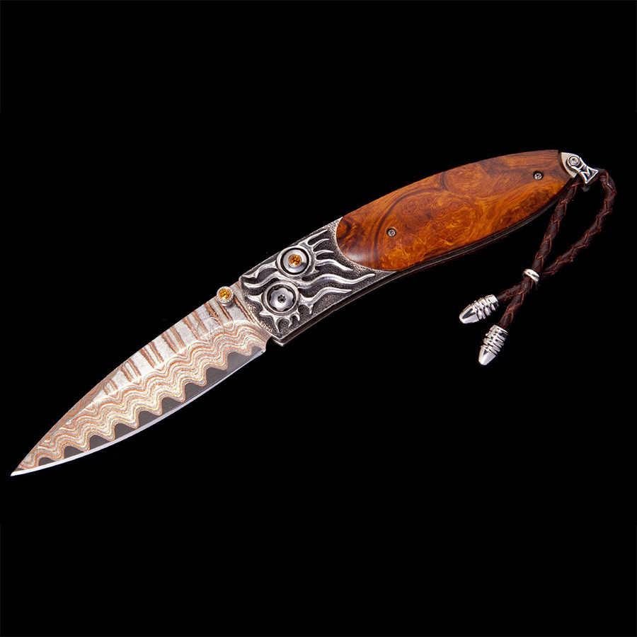 William Henry Monarch Flame Desert Ironwood Pocket Knife Open View
