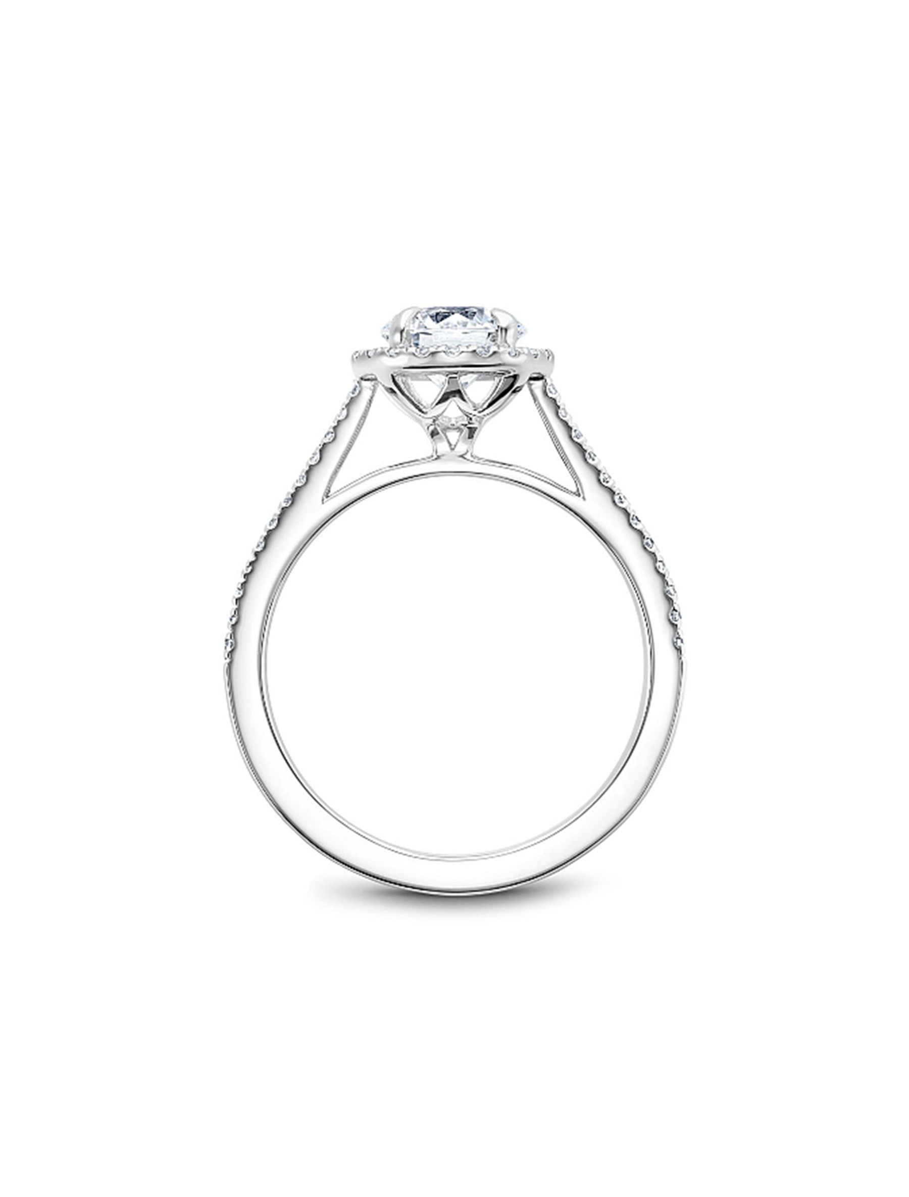 Noam Carver Round Pave Diamond Halo Engagement Ring Setting in Platinum side view