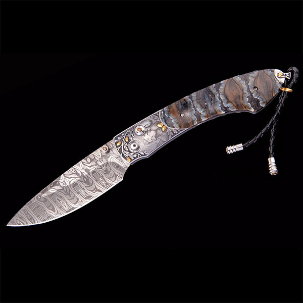 William Henry  Hand Engraved Spearpoint Ram Aries Bighorn II Pocket Knife Full View