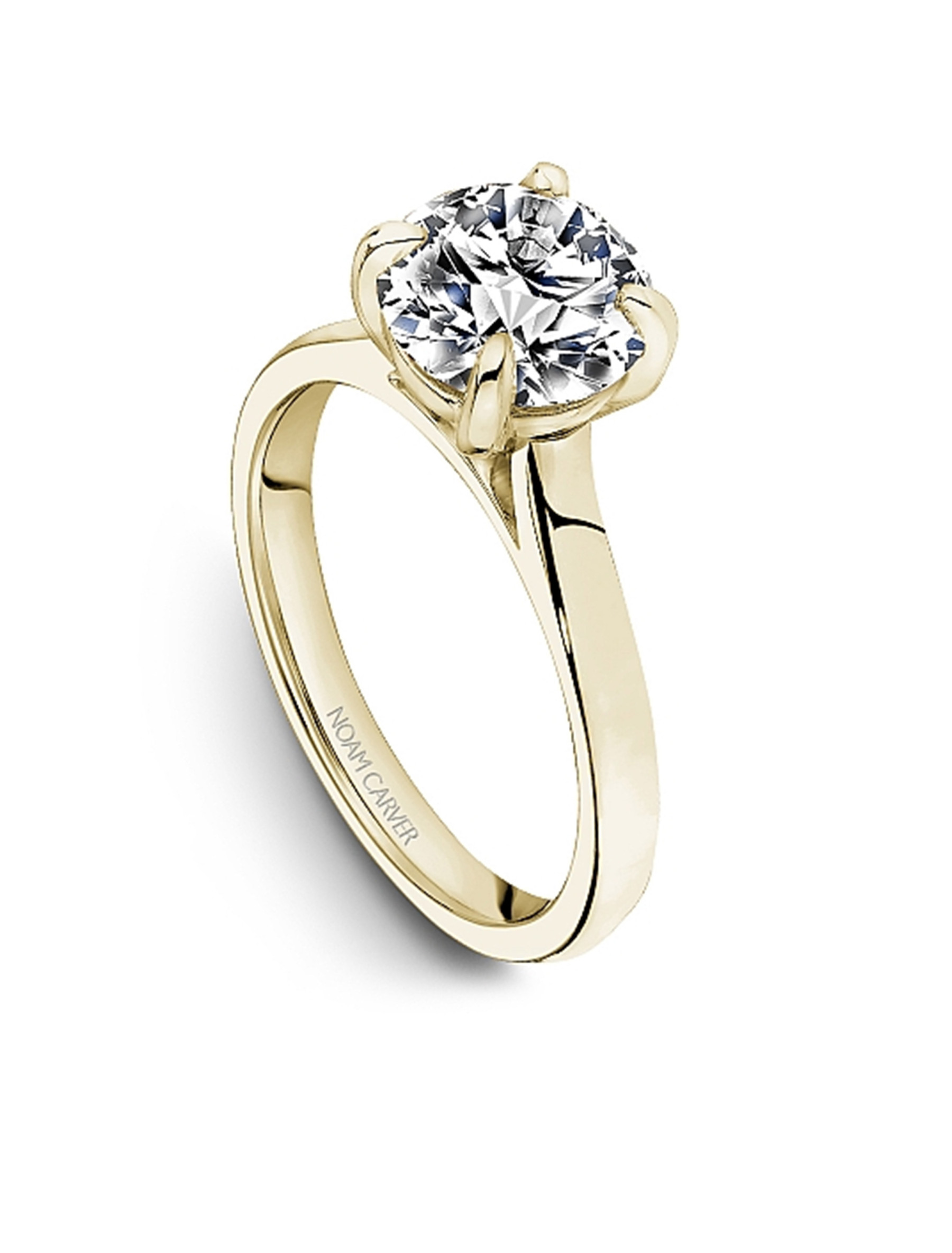 Noam Carver Round Solitaire Engagement Ring Setting in 18K Yellow Gold