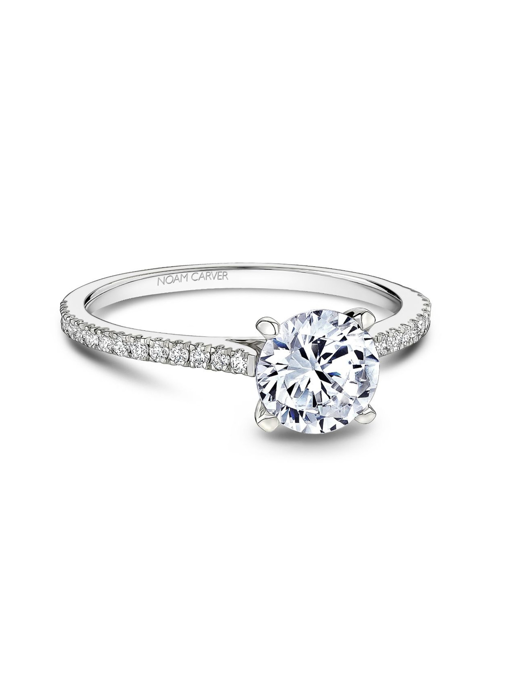 Noam Carver Pave Diamond Engagement Ring Setting in 18K White Gold main view