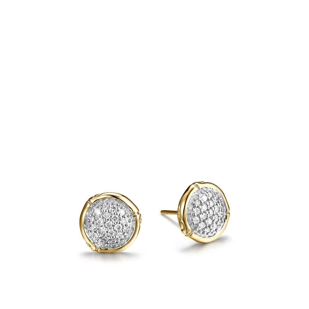 John Hardy Bamboo Gold Small Diamond Stud Earrings