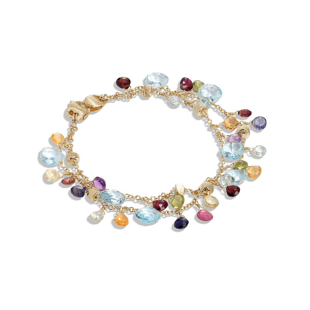Marco Bicego Paradise Aquamarine Mix Gemstone Double Strand Bracelet