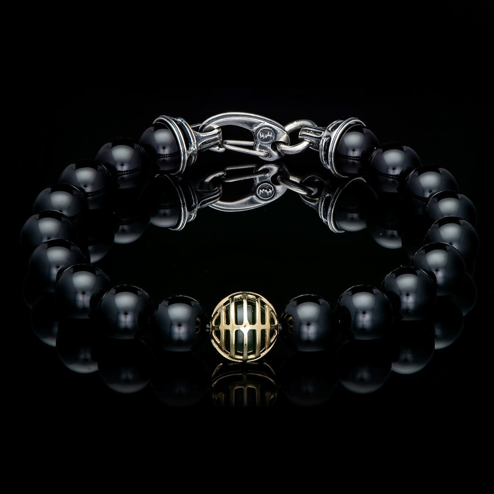 William Henry Midnight Hour Embrace Two-Tone  Black Onyx & Jade Beaded Bracelet
