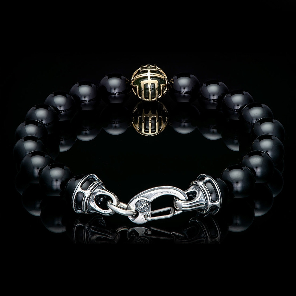 William Henry Midnight Hour Embrace Two-Tone  Black Onyx & Jade Beaded Bracelet Back View 